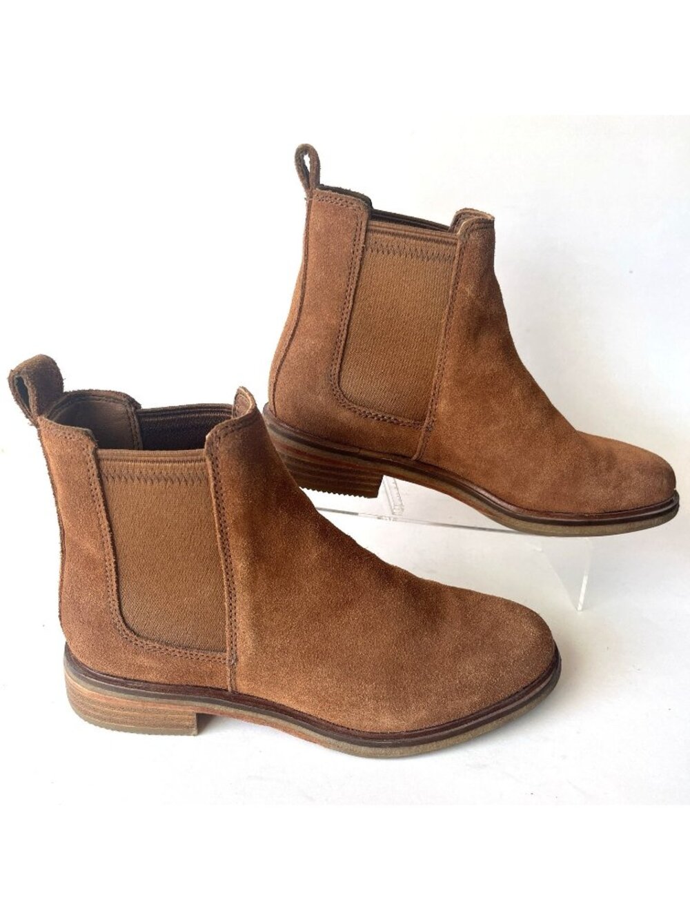 Clarks Womens 6M Brown Suede Leather Chelsea Ankle Boots Clarkdale Arto